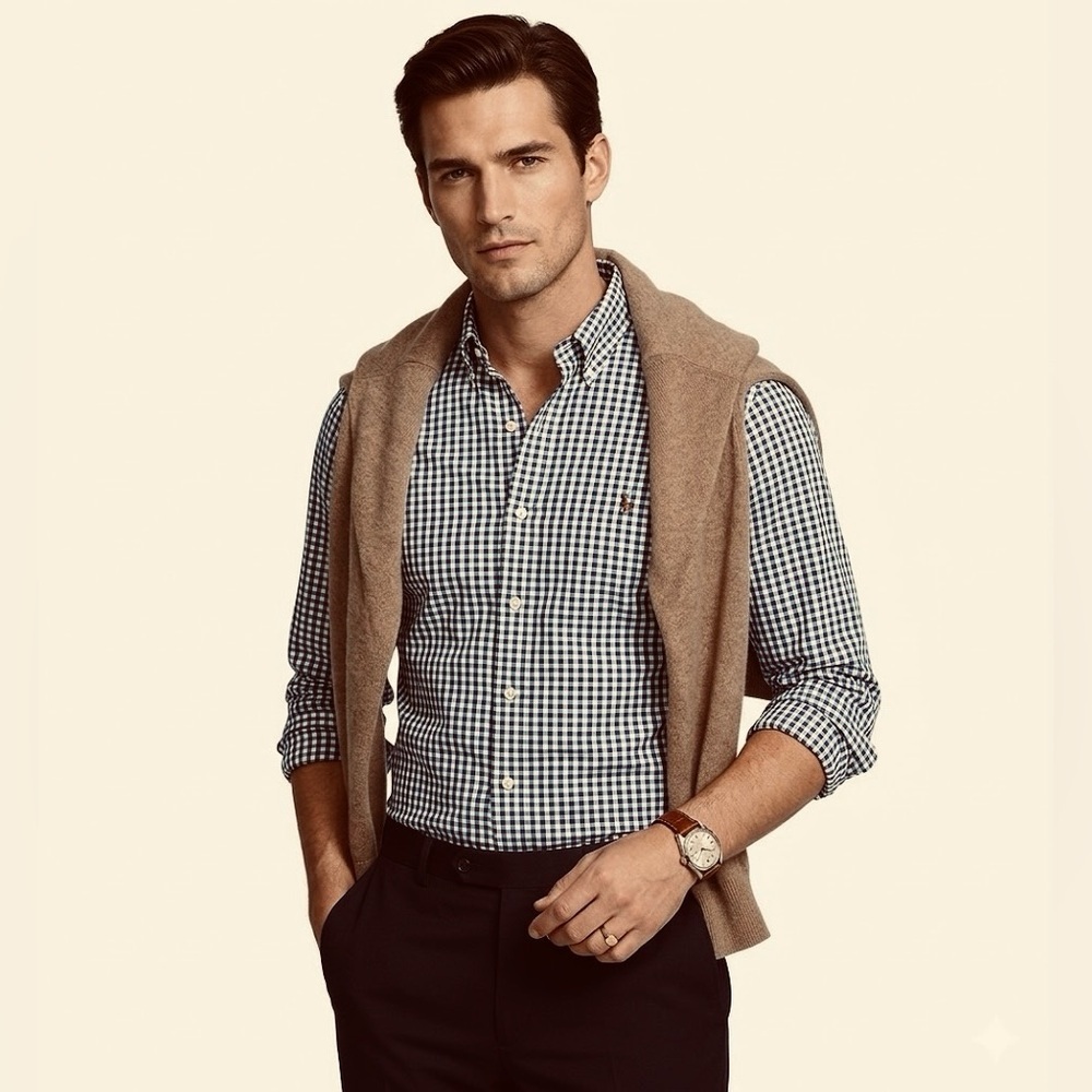 RALPH LAUREN 100% Cotton Men's Button-up Shirt Size Large